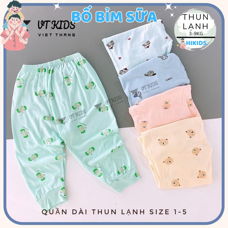 Set 5 - 10 Quần Dài Quần Chục Sơ Sinh Thun Lạnh Màu Đáp Đũng Bỏ Bỉm Cho Bé Gái Bé Trai 3-9kg  Vải Thun Lạnh Mát Phối Họa Tiết Dễ Thương QL02 Hikids