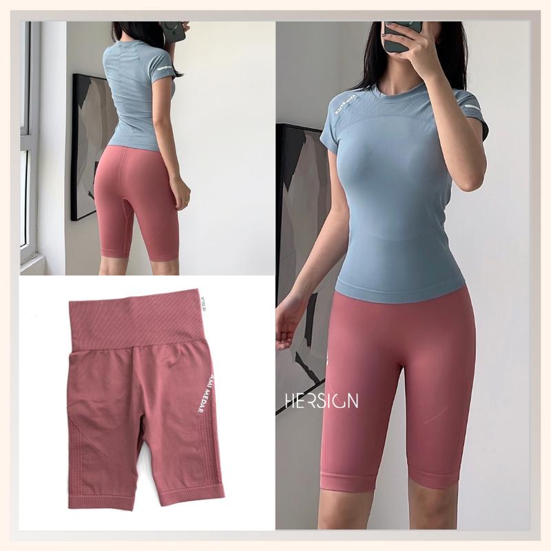 Set đồ tập gym nữ Quần áo chạy bộ nữ Áo ngắn tay quần ngố biker HERSIGN-SMIXA13N2B