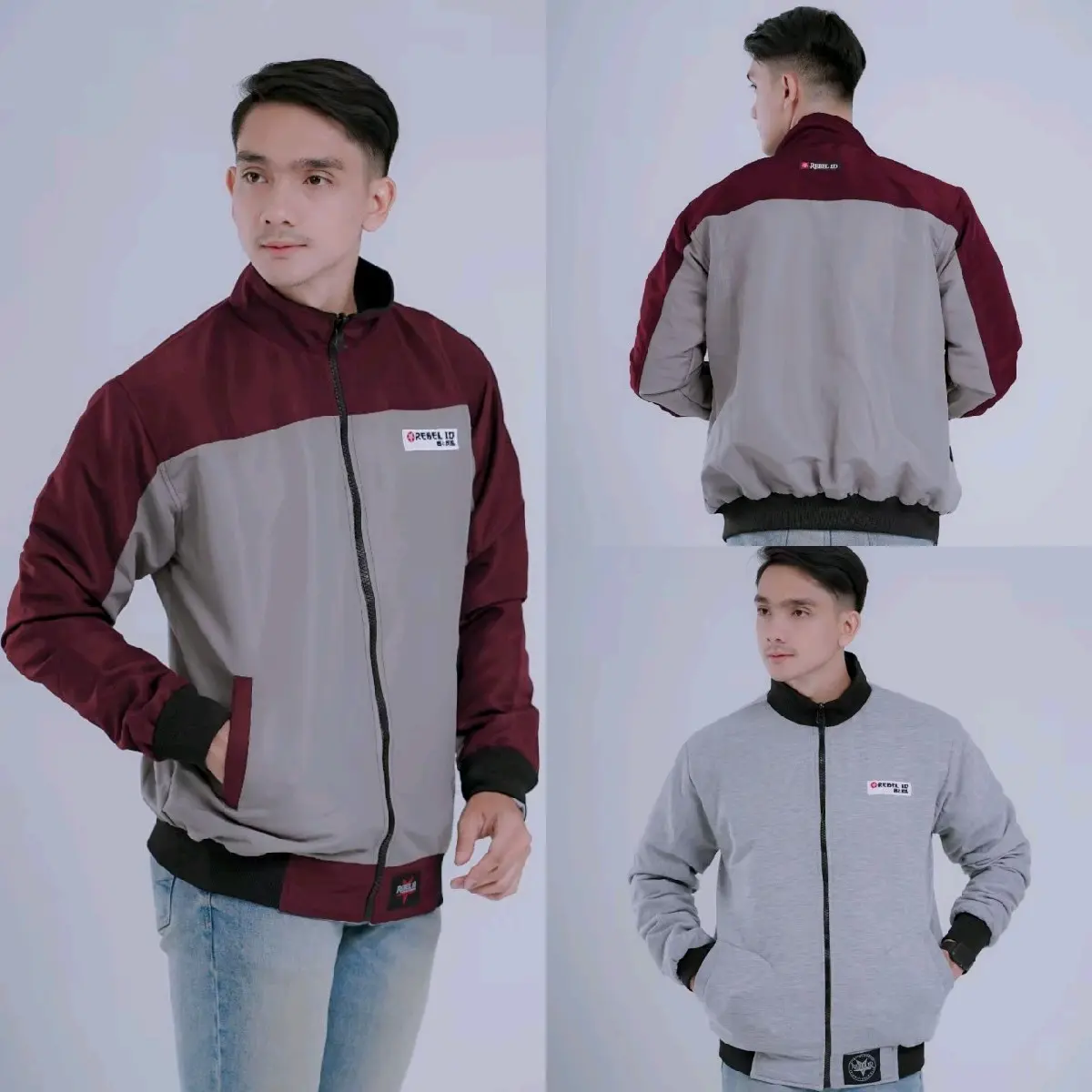 Jaket Bolak Balik Kombinasi Fleece Panjang Waterproof Motif