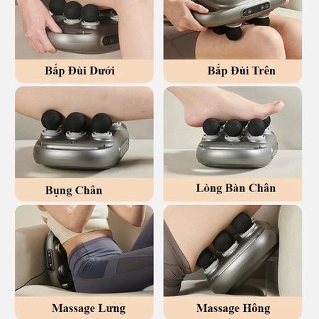 máy mát xa 6 đầu Súng Massage 6 Đầu Tần Số Cao Thư Giãn Cơ DELADEP Máy Mát Xa Diện Tích Lớn Rung Cơ Tần Số Ca 9