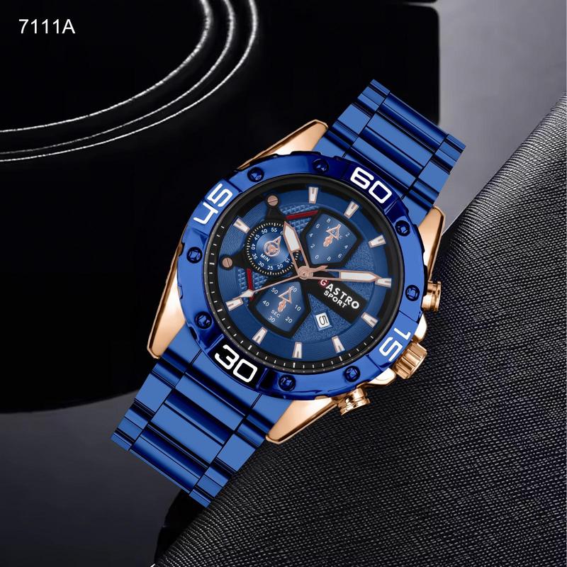 Jam Tangan Pria Gastro 7111A Rantai Stainless Steel Water Resistant 3 ATM Kaca Watches 5