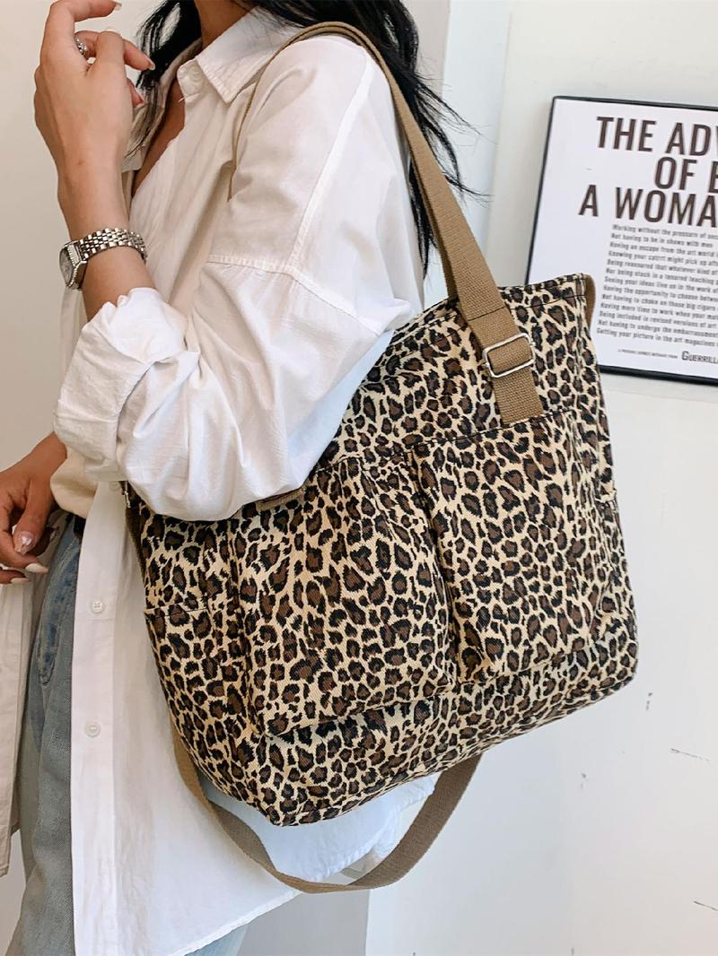Product Introduction of Fashion Leopard Pattern Tote Bag, Casual Versatile Shoulder Bag for Women, Trendy All-match Bag for Daily Use 5