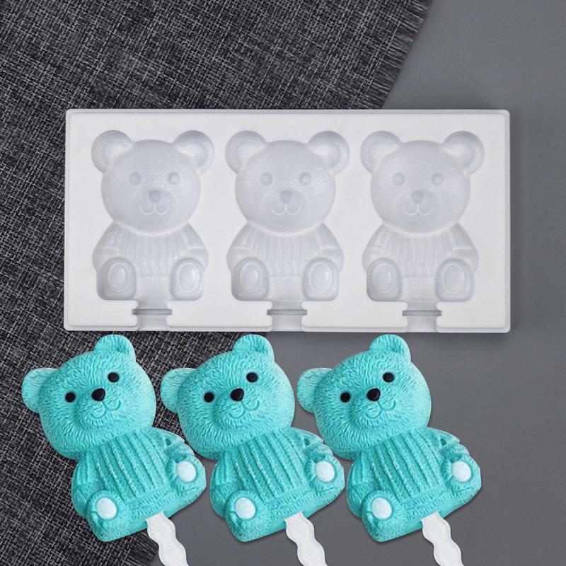 Product Introduction of Bear Ice  Silicone Mold Jelly Chocolate Popsicle Cake Mould Cake Decorating Tool Kitchen Baking Accessories 3 Cavities Cute 2