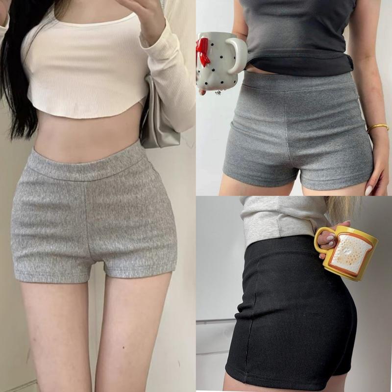 Quần Short Nữ Dáng Ôm Nâng V3 Vải Len Tăm Co Giãn Tốt Màu Đen Xám Ghi Quần Đùi Nữ Cạp Cao Mặc Ở Nhà Đi biển Đẹp Women
