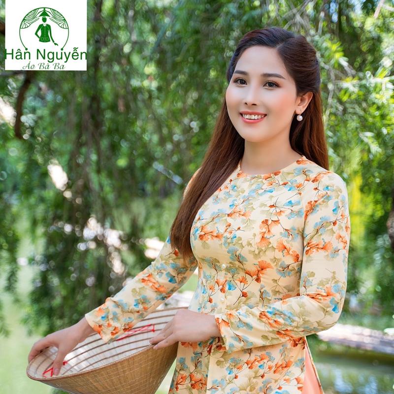 Hân Nguyễn Áo Bà Ba - B.A01 (ÁO LẺ) Áo Bà Ba Dây Kéo Hoa Gió Cổ Tròn tay dài Nữ Top Women Sơ Mi 4