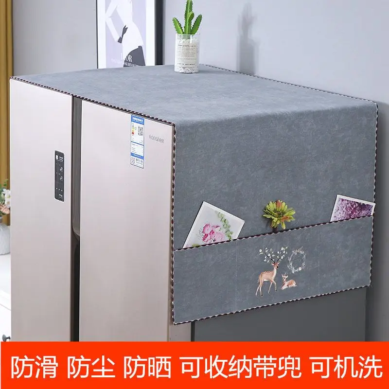2024 Tấm Che Bụi Tủ Lạnh Mới Tấm Vải Bọc Chống Trượt Máy Giặt Trống Hai Cửa Một Cửa Tấm Bọc Thông Dụng Khăn