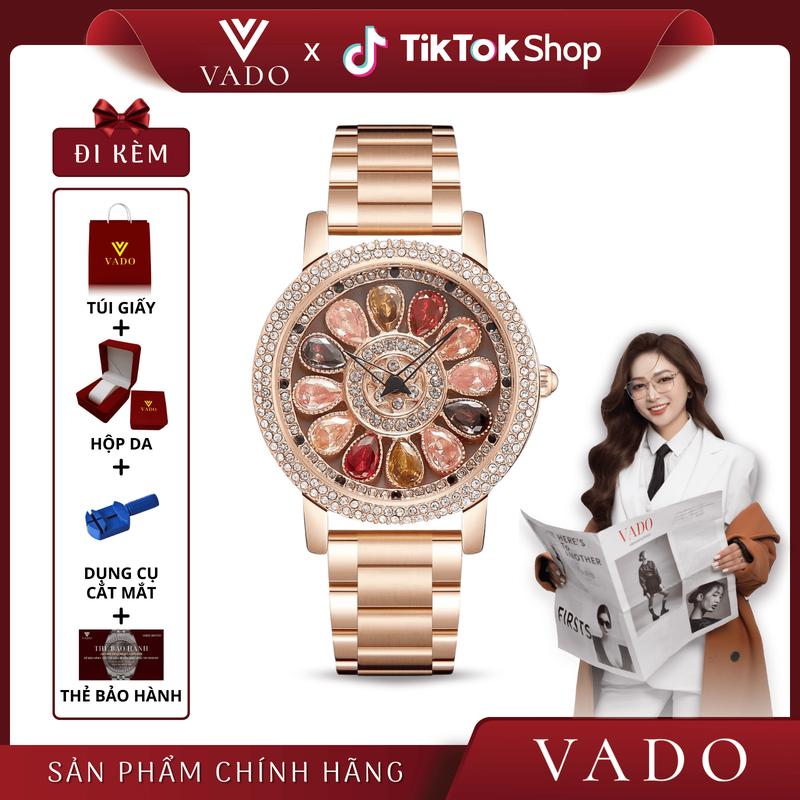 [LIVE] Đồng hồ nữ mặt tròn, dây kim loại, mặt đính đá sang chảnh, phong cách sang trọng, hỗ trợ kháng nước - ORSGA DH1216