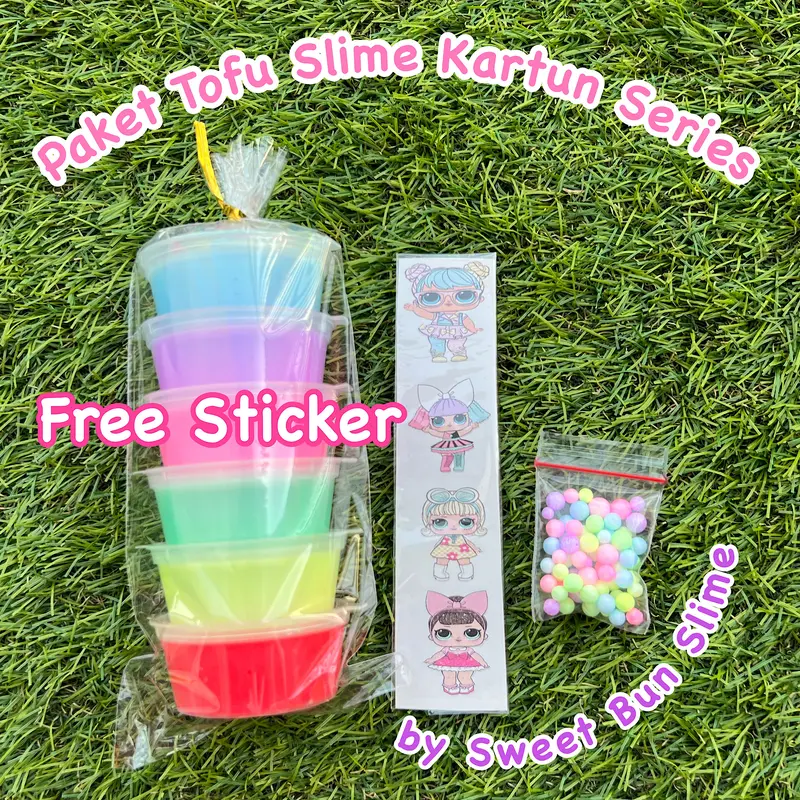 Paket tofu slime isi 6 wangi kartun series FREE sticker 5