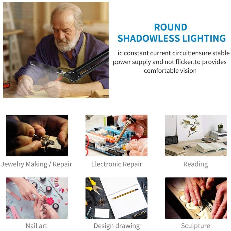 Product Introduction of 4.3inch 84 LED 10X Magnification Illuminated Magnifier, 1 Count USB Powered 5 Colors LED Magnifying Glass for Soldering Iron Repair, Table Lamp, Skincare Beauty 5