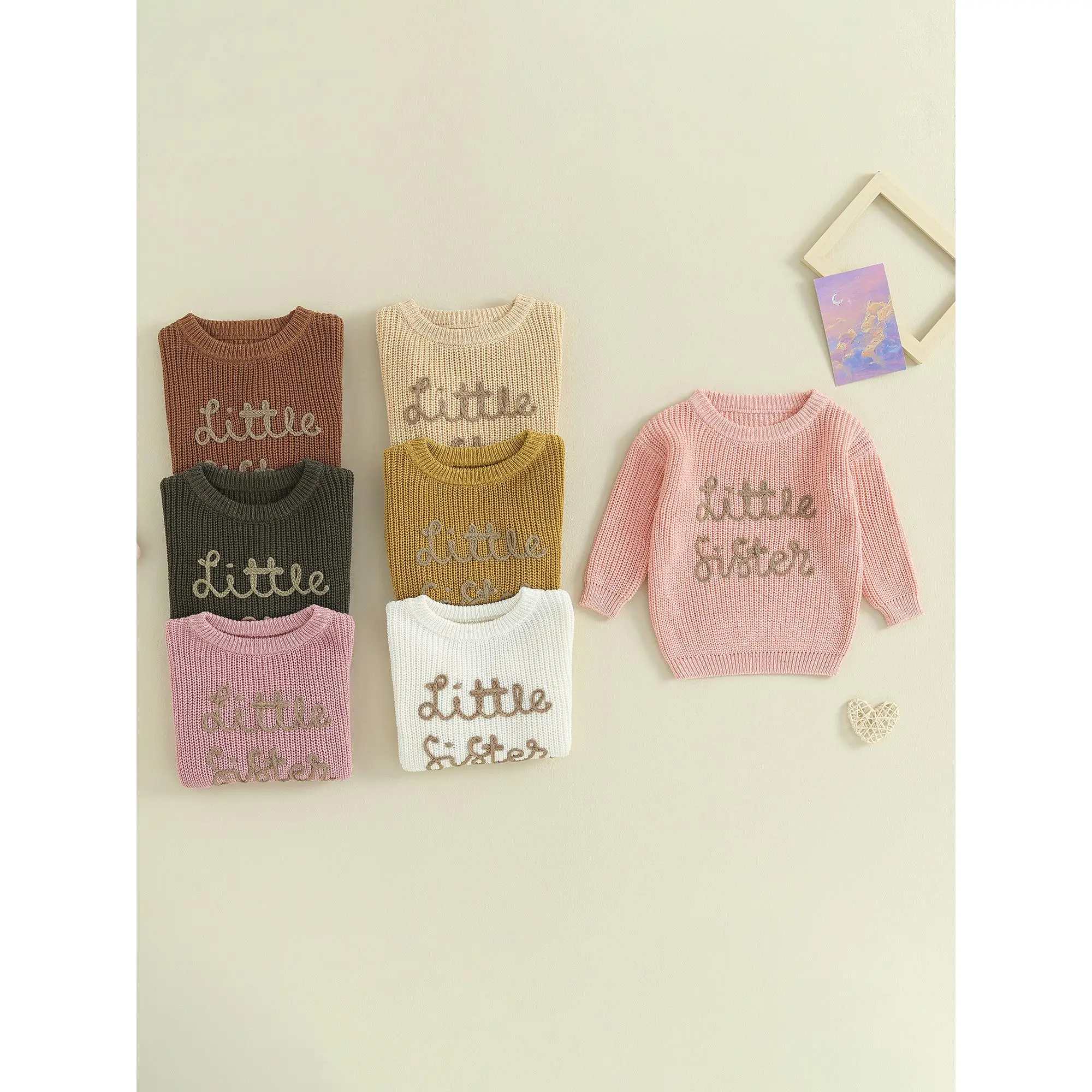 Baby Girl Christmas Sweaters Cute Long Sleeve Letter Embroidery Knit Pullover Infant Tops