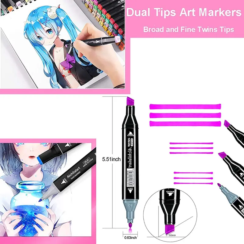 [READY] MAYY 2 in 1 Spidol dan Stabilo Touch Isi 24/26/38/60/80/120/168 Warna Dual Side Fine Art Brush Pen Sketsa 6