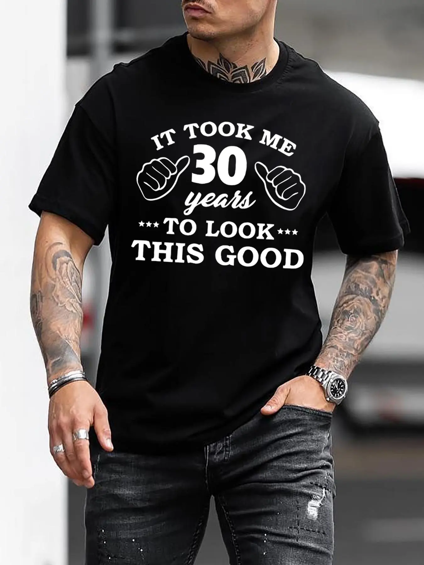 Men's 30th Birthday Year Round Neck Graphic Tee, Loose Casual Fashion Short Sleeve T-shirt for Daily Wear, Men's Summer Clothes