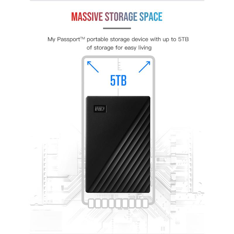 【LOCAL STOCK】Western Digital WD My Passport 1TB / 2TB / 4TB 2.5'' Portable HDD USB3.2 External Hard Drive Storage Komputer Komputer 3