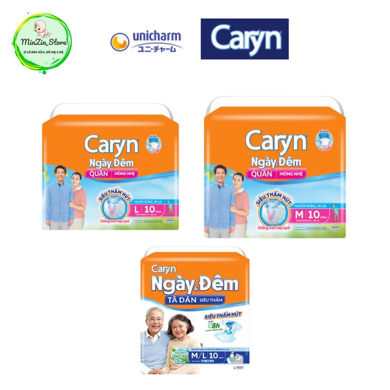Tã/bỉm Caryn Ngày và Đêm loại tiết kiệm cho người già, mẹ sau sinh và người sau phẫu thuật size dán và quần M10/L10