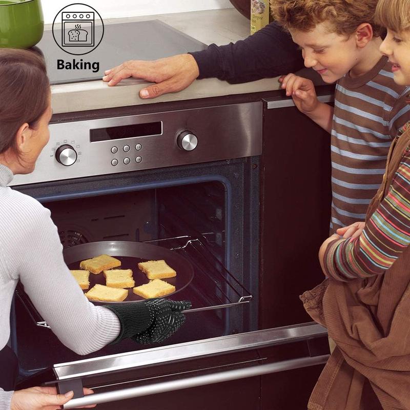 Heat Resistant Silicone Barbecue Glove, 1 Count Non-slip Grilling Glove, Travel Accessories, Household Long Kitchen Oven Glove for Baking, Cooking, Cutting 2