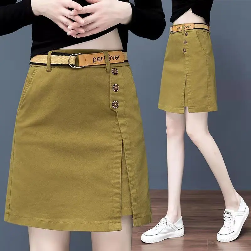Chân Váy Chữ A, Dành Cho Nữ, Phong Cách Thường Ngày Cạp Cao, Dáng Ôm, Chân Váy Bodycon Dễ Phối Đồ Lộ Thân, Thanh Lịch, Thời Trang, Hàng Mới Về Năm 2024 Women Khuy