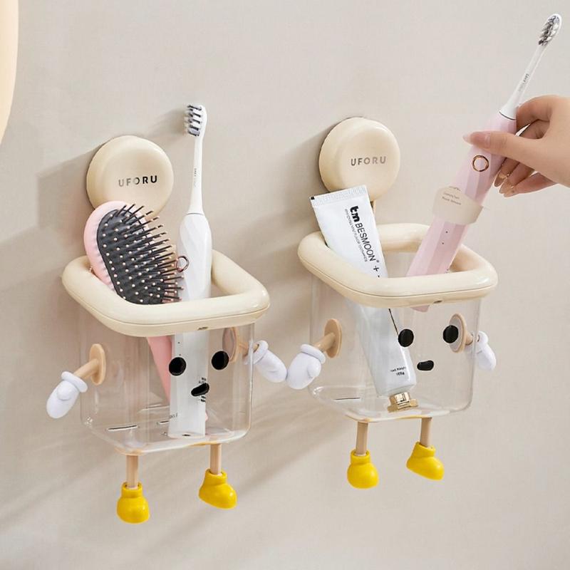 Product Introduction of New Transparent Toothbrush Holder Wall-mounted Suction Cup Toilet Storage Rack No Punching Multifunctional Bathroom Storage Box 13