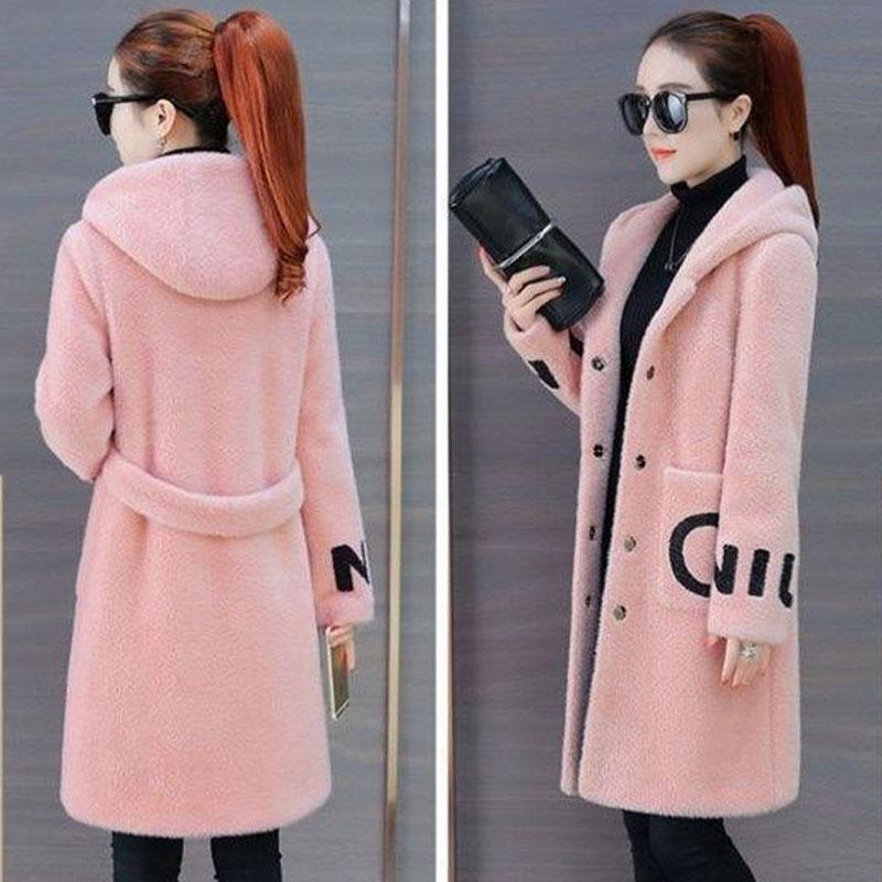 Áo Hoodie Dài Tay Phong Cách Hàn Quốc, Cho Mùa Thu / Đông Của Mẹ, Áo Khoác Lông Cừu Giả, Cỡ Trung Bình Đến Dài, Áo Cardigan In Hình Thời Trang, Áo Khoác Lớn 0