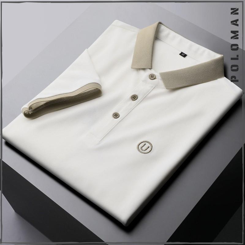  Áo Có Cổ POLOMAN Thêu Chữ U UMA Store Vải CVC Cá Sấu Sang Trọng Đứng Form - Áo Polo Thời Trang Tay Ngắn Có Cổ Shirt  Menswear POLOMANOR  Ngắn Tay Cộc Tay Trắng Thun 