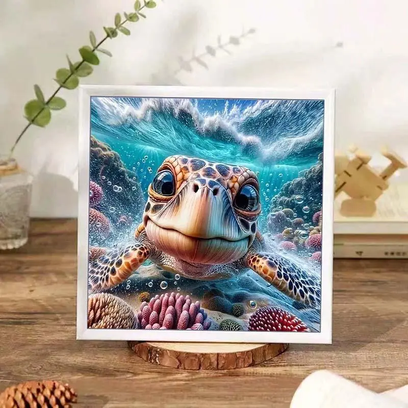 5D DIY Diamond Arts Colorful Painting Kit, Sea Turtle Pattern Diamond Arts Colorful Painting without Frame, DIY Decorative Art Picture for Beginner 3