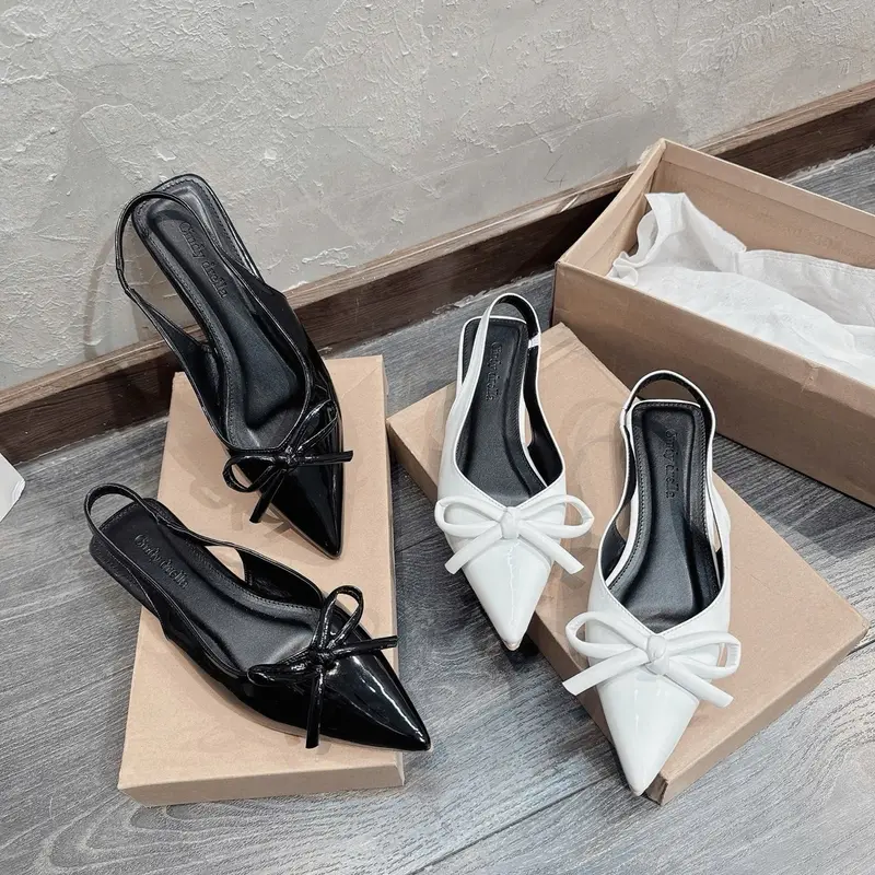 Sandal mũi nhọn nơ xinh đế bệt 7