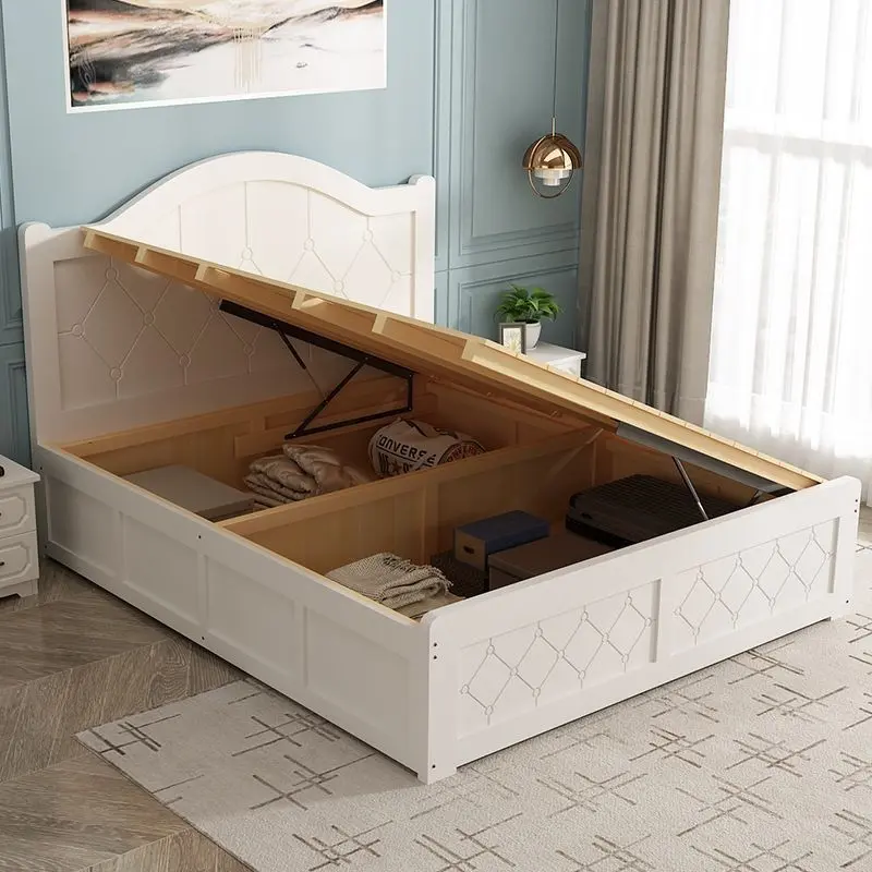 【SG⭐SALES】Solid pine bed double bed Storage Bed Frame high box storage storage bed children's single box bed small family large bed Tatami Bed Frame