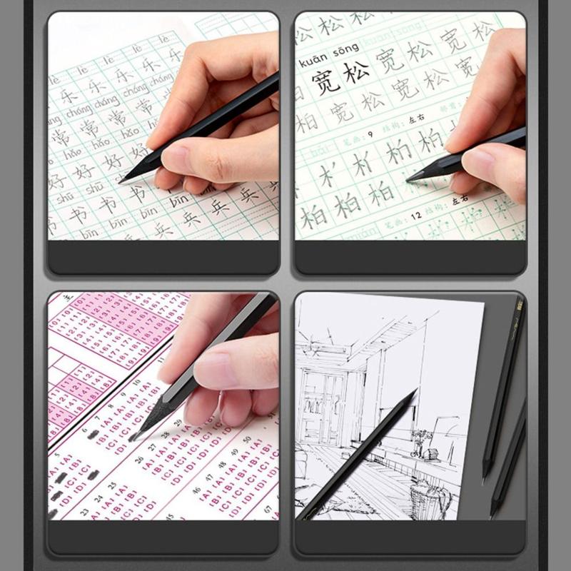 Bút Chì Than Cọ Kèm Theo, Đa Năng, Gỗ Đen, Bút Chì Màu Đen HB 2B, Thích Hợp Để Phác Thảo, Vẽ Và Viết, Dụng Cụ Cho Học Sinh, Có Sẵn Trong 10 / 30 Cái 5