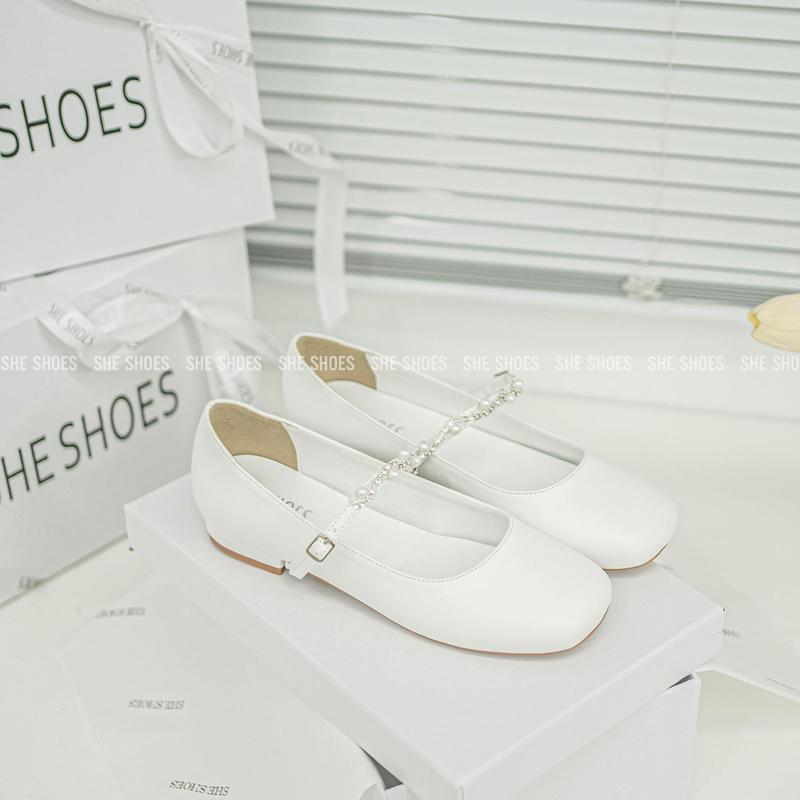  GIÀY CƯỚI BÚP BÊ QUAI NGANG ĐÍNH NGỌC - NEW ARRIVAL - GC01006 Nữ Shoes 