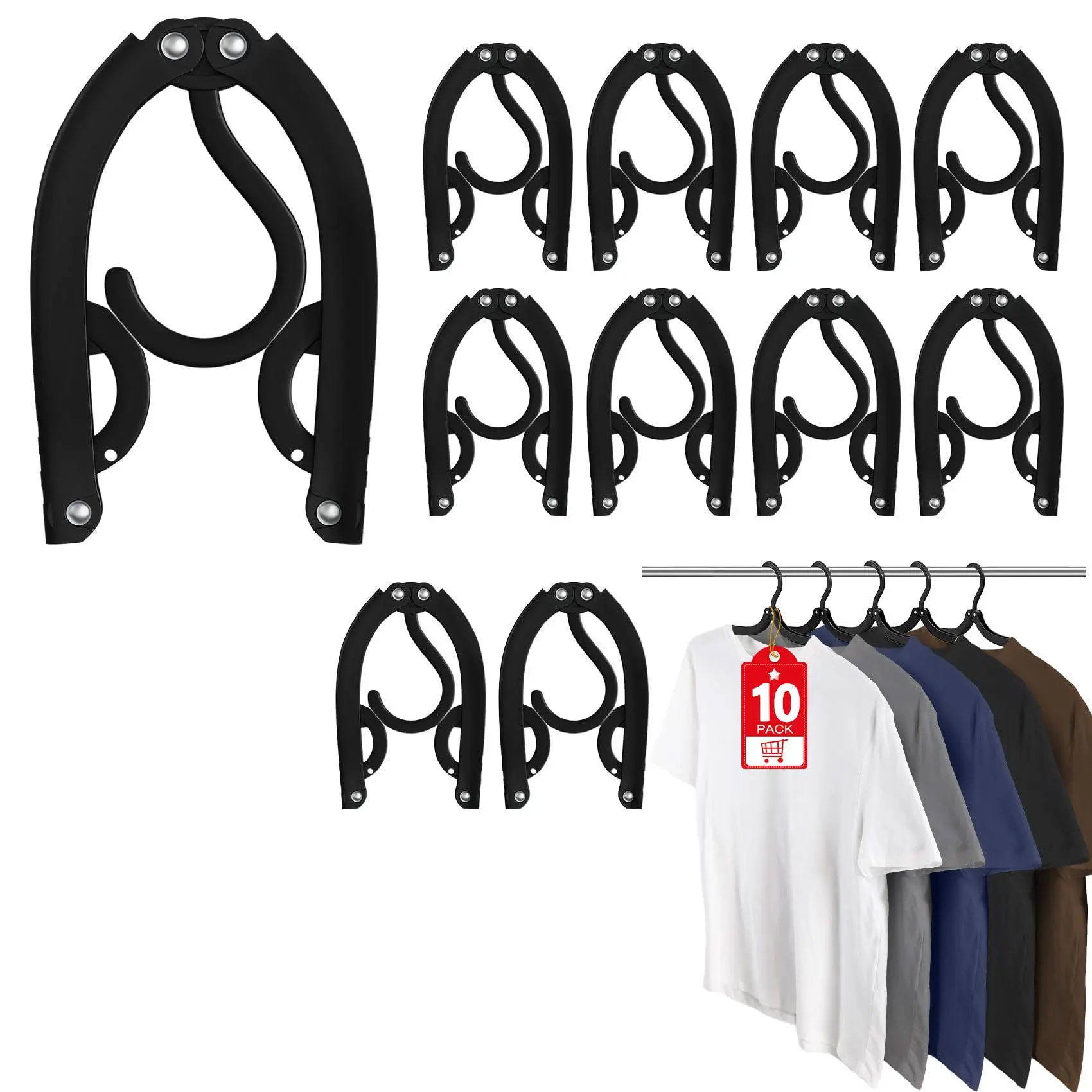 Portable Foldable Travel Hanger, 10pcs/set Folding Organizing Hanger, Clothes Hanging Rack, Folding Hangers for Traveling Camping Rv Suitcase, Organizer