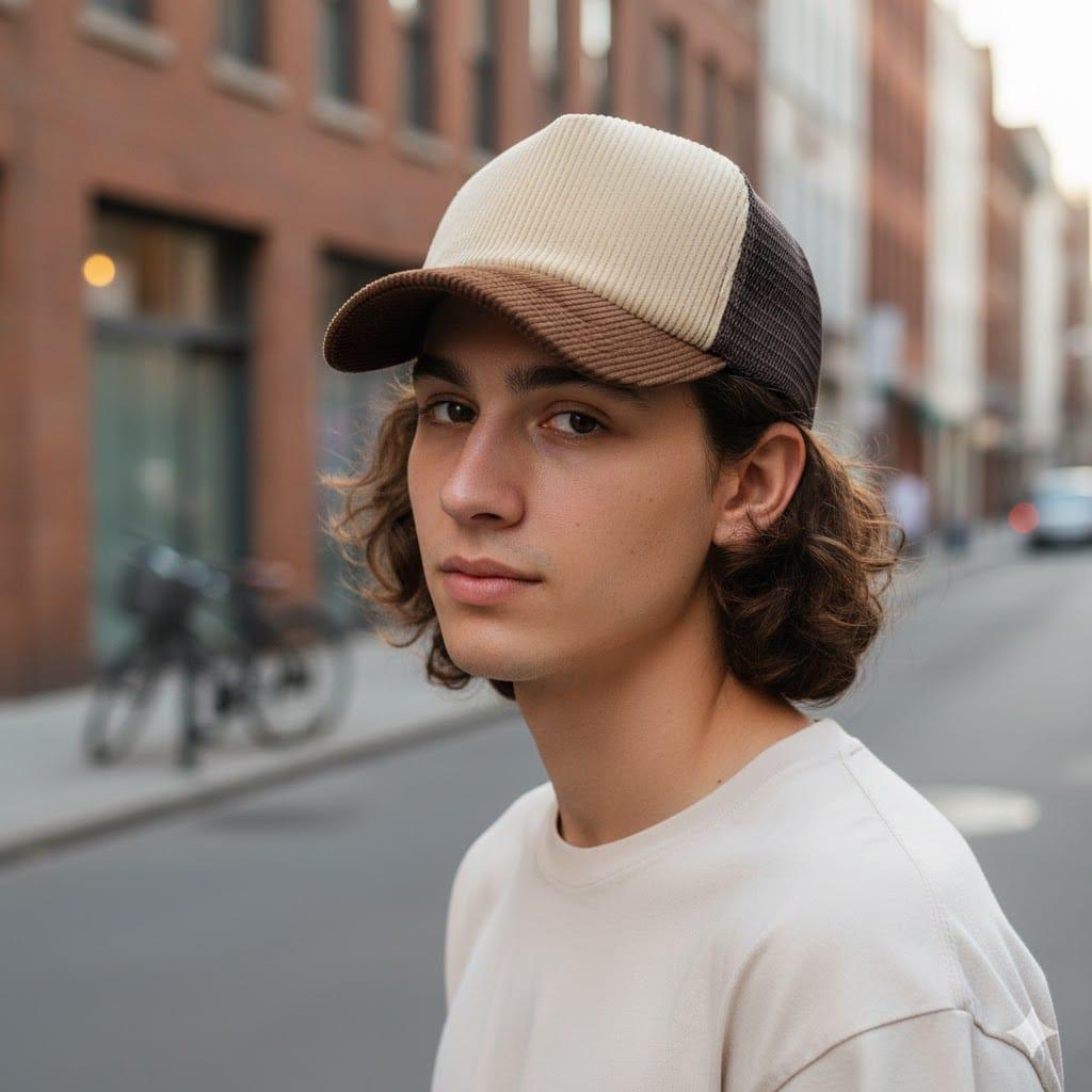 Topi Trucker Hat Lidah Pendek Bahan Corduroy Dewasa