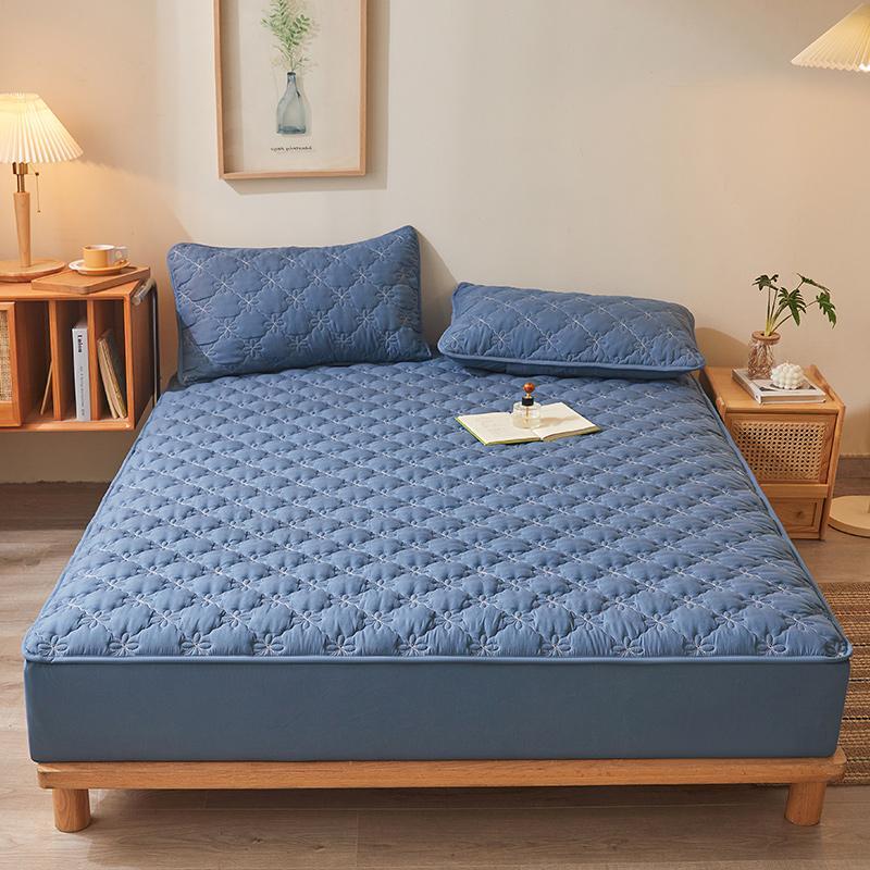Solid Color Geometric Pattern Fitted Sheet & Pillowcase without Filler, 2/3 Counts Soft Bedding Sets for Bedroom Guest Room College Dormitory, Bedding Sets, Stocking Fillers Gift 8