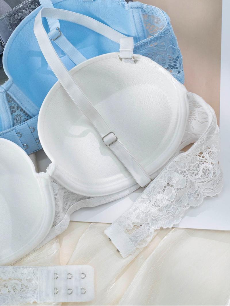 Product Introduction of Women's Floral Lace Push Up Bra, Comfortable Breathable Underwire Bra, Soft Lingerie for All Seasons 5