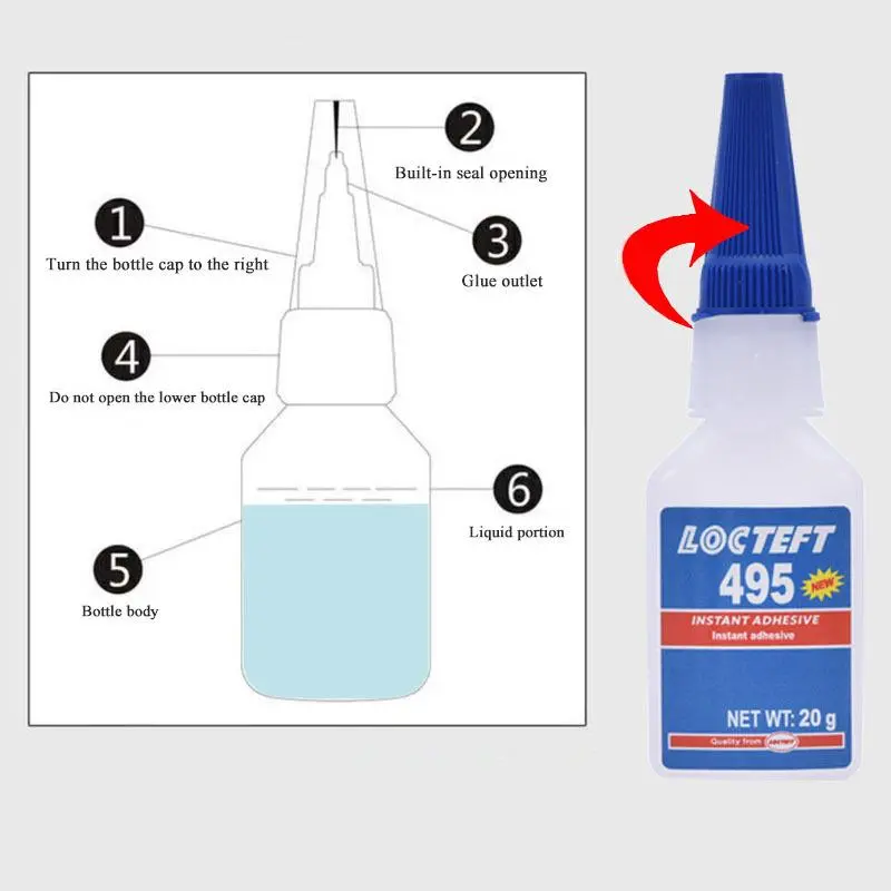 Keo khô tức thì, 20g, Không màu và trong suốt, Kim loại linh hoạt, Nhựa, Vật liệu đàn hồi, Thích hợp cho PVC 401 / 403 / 460 / 495 / 496 / 406glue 3