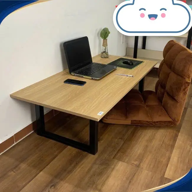 Bàn làm việc chân xếp ,gấp gọn, Ngồi bệt khung sắt dày liên kết chắc chắn, mặt bàn mdf phủ melamin chống xước