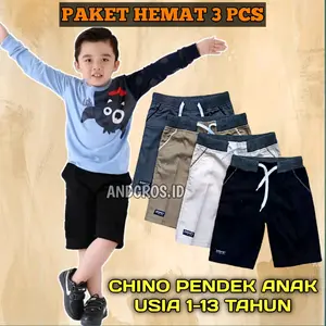 50 RIBU 3 CELANA PENDEK ANAK POLOS LAKI-LAKI DAN PEREMPUAN 1-13 TAHUN { ANDGROS }