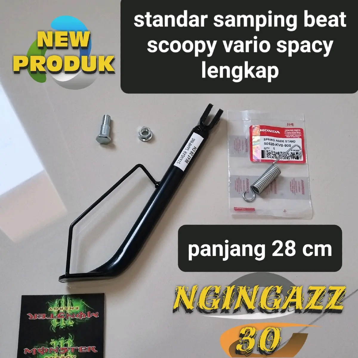 standar samping beat Vario Scoopy spacy ring 17 panjang 28cm 28 cm warna hitam