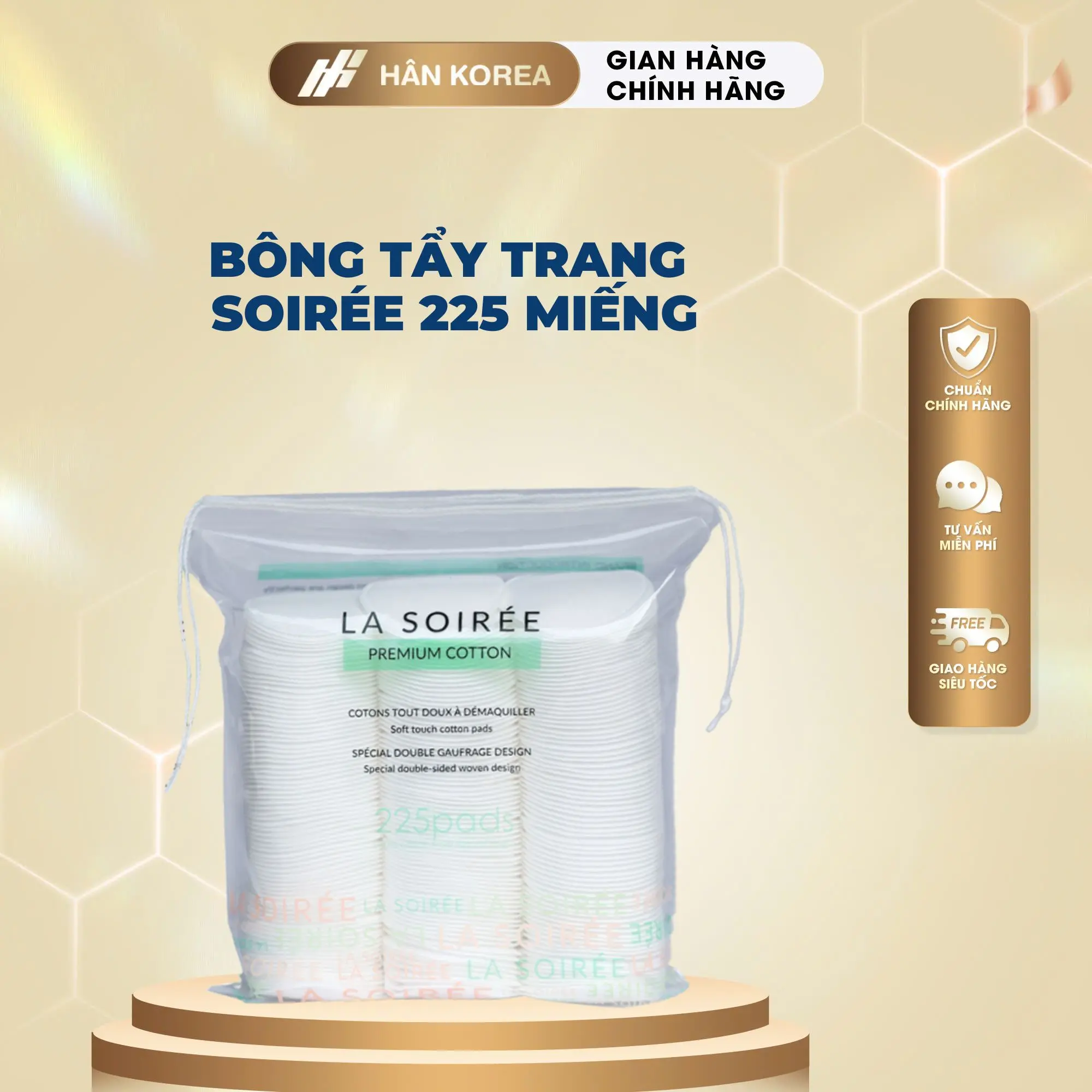 C774 - [LIVETREAM] - Bông tẩy trang La Soirée mẫu mới bịch 225 miếng