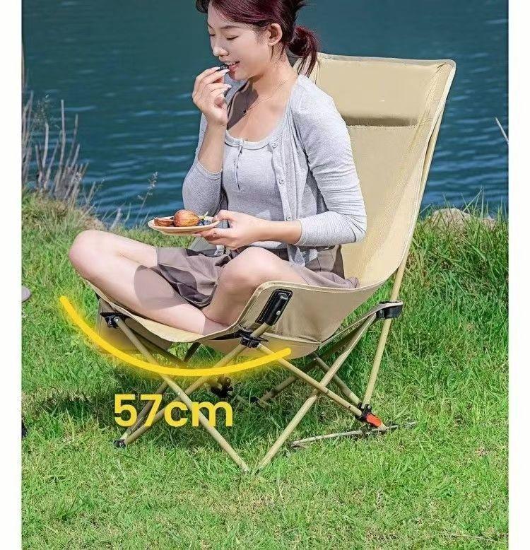 Product Introduction of Outdoor Folding Chair Moon Chair ThreeGear Adjustable Recliner Picnic Portable Camping Chair Folding Chair Lunch Break Beach Chair 11