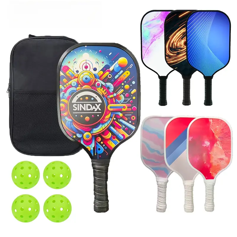 Pickleball Paddles Set Fiberglass Surface Non-Slip Grip Durable Lightweight Pop Tennis Sports Accessory Traction And Stability