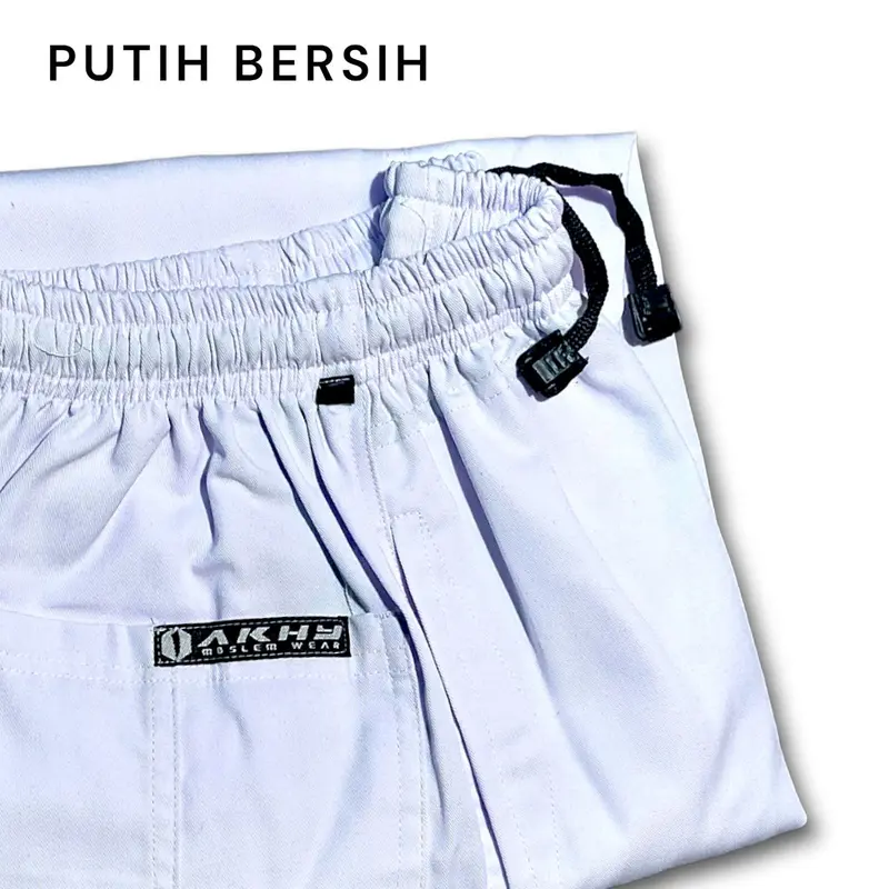 (BISA COD) Sirwal Jogger Akhy Moslem Wear Celana Jogger Dewasa Remaja M L XL Warna PUTIH BERSIH 2