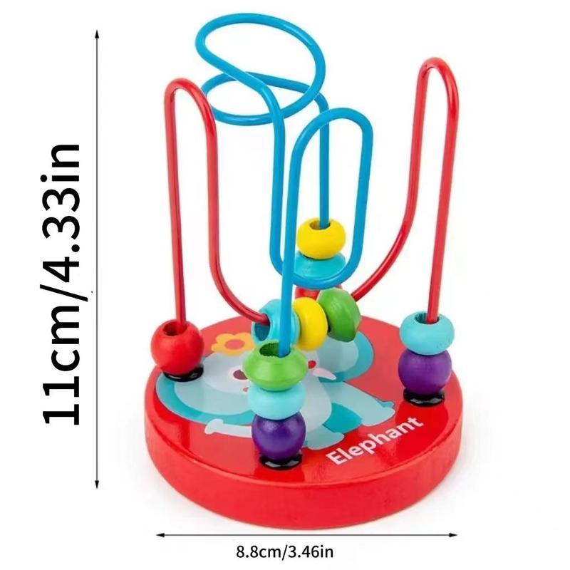 Mini Colorful Educational Game, Baby Wooden Toy, Wire Maze Around Beads Math Toy, Kids Developmental Learning Game Blocks 2