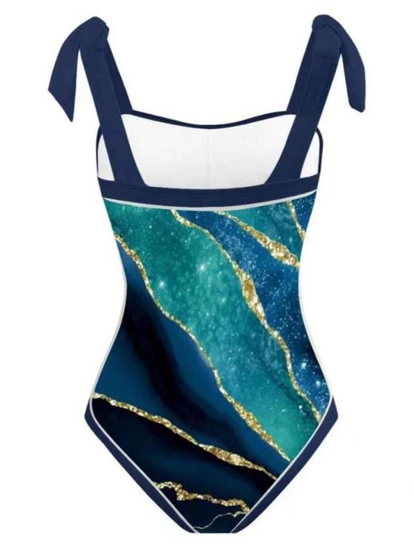 Women's All Over Print Knot Swimsuit Set, Boho Wrap Skirt & Sleeveless Bodysuit, Chic Swimwear For Beach Vacation, Bikini Sets, Ladies Summer Clothes 8