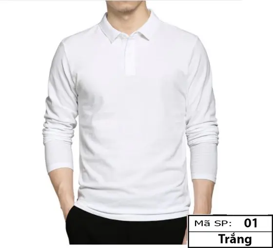 Polo nam trơn basic cổ bẻ dài tay kiểu dáng Hàn Quốc Áo Menswear Kem Shirt Cotton Jean Có Cổ