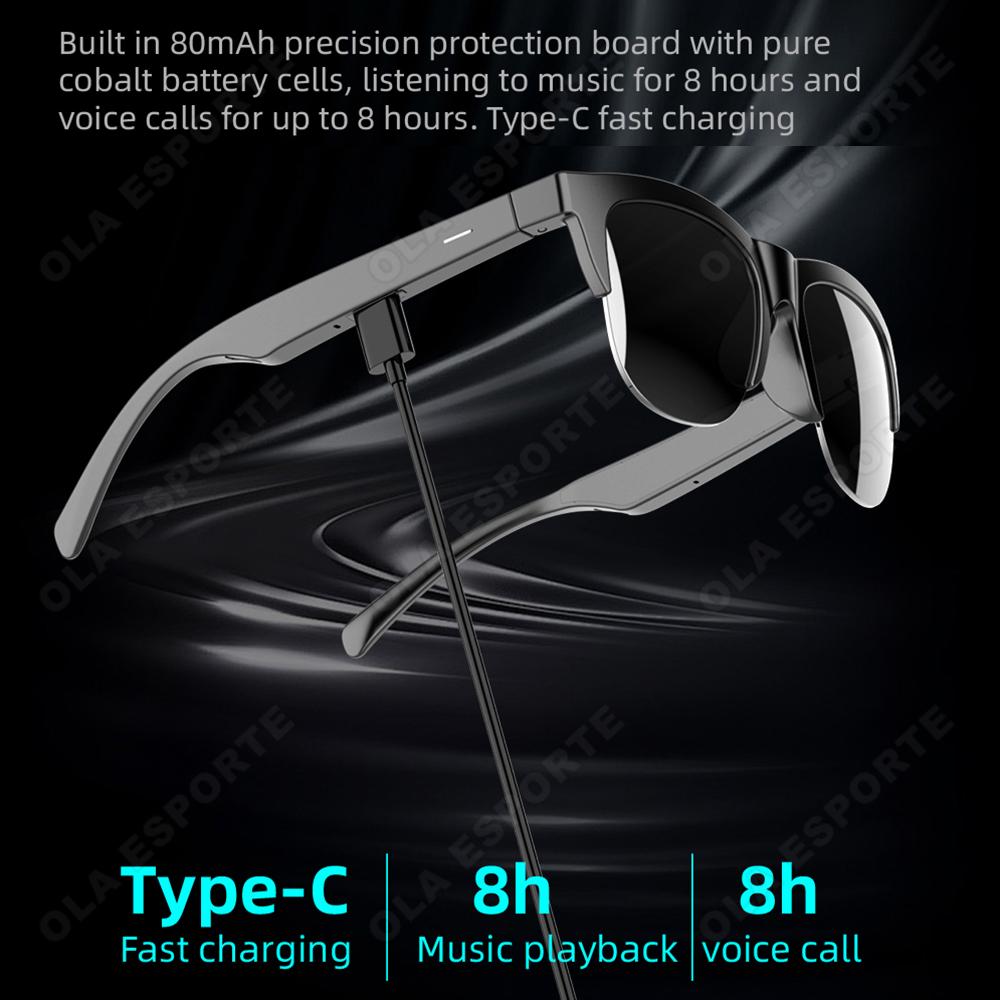 Sunglasses Smart Glasses UV protection Voice Assistant HIFI Sound Control Call Quality Music Smart Glasses Waterproof Sunglasses - Image 4