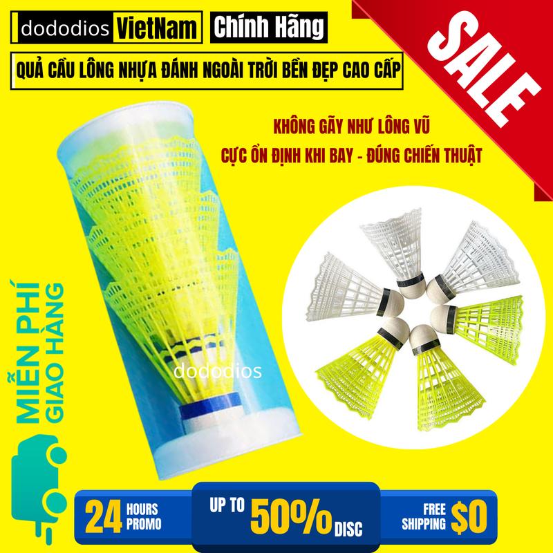 Bộ 3 - 6 Quả Cầu Lông Nhựa Hãng Dododios Đánh Ngoài Trời Bền Đẹp Chọn Màu Nam Cán Vợt