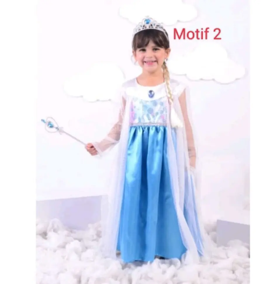 1SET + Dres Elsa - ( Gaun + Aksesoris ) princes elsa - GIRLS Princess anna elsa cosplay costume party elsa dress / gaun elsa / princess elsa / dress elsa