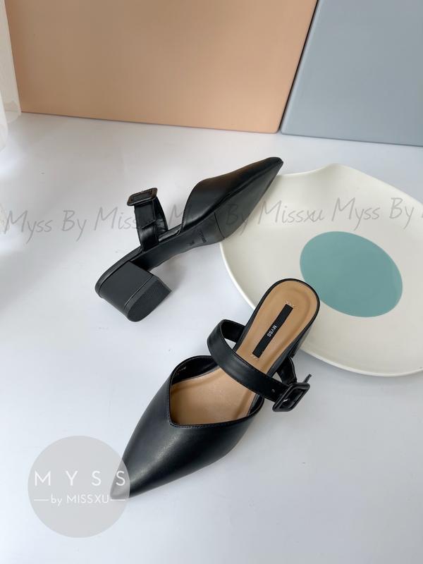 MYSS - Giày guốc sục nữ mũi nhọn phối khóa bọc 5 cm thời trang  - SU112 Shoes DéP 4