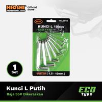 Gambar HIOSHI /Kunci L Set/10Pcs/1.5-10mm/Hex Key/Blister Card/ HITAM/ PUTIH/CROOM/55# - ECO - Putih dari HioshiToolsOfficial Kota Bandung 1 Tokopedia