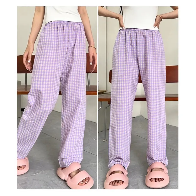 ￼[ Hàng Mới ] Quần Suông Kẻ CaRo,Quần Ống Rộng Kẻ Nhiều Màu Chất Thô Hàn Mềm Mát, Quần Mặc Nhà Thoải Mái Nữ 6