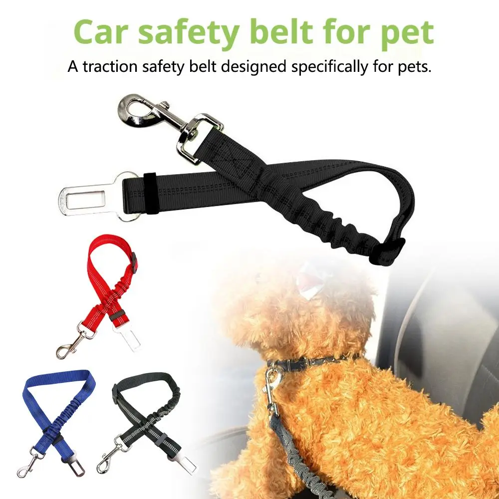 Car Seat Belt Dog Seat Belt Dog Leash Vehicle Belt Adjustable Cushioning Elastic Reflective Safety Rope